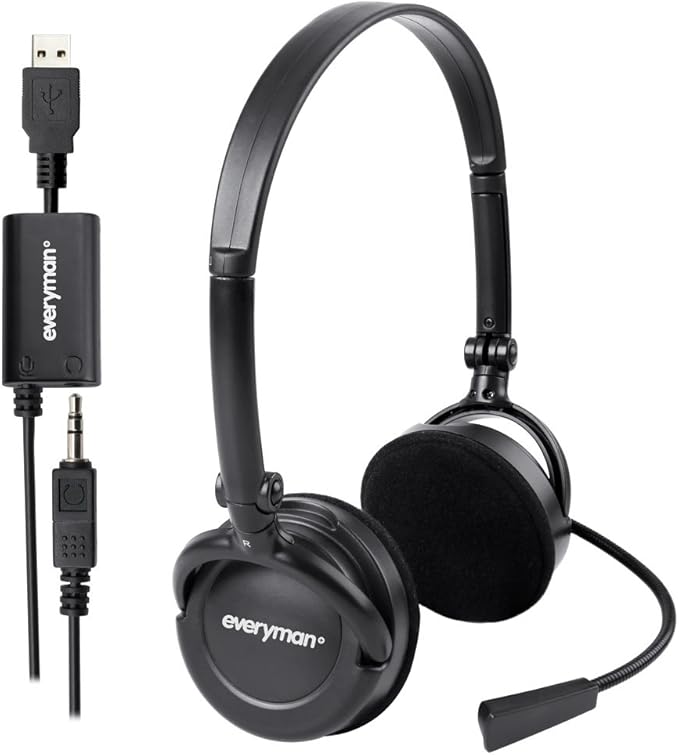 FreeTalk EveryMan USB Headset and Microphone for Skype Calls (TALK5115