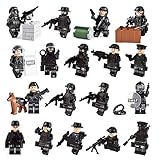 color mogu Army Minifigures SWAT Team With Military Weapons Accessories, Policeman Soldier Minifigures Toys Building Blocks 100% Compatible（18pcs）