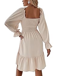 LYANER Women's Square Neck Lantern Long Sleeve
