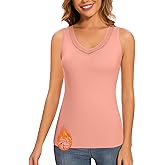 LEYSHE Thermal Tank Underwear Top V Neck Fleece Shirt Cami Sleeveless Adjustable Strap Warm Undershirt Women Cold Weather
