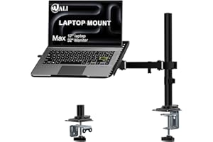 WALI Laptop Desk Mount for 17 inch Notebook, Adjustable Single Monitor Arm with Laptop Holder for 32 inch Screen, Laptops Sta