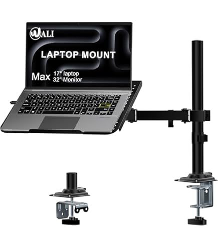 K&M Stands 18815-Black Laptop Holder for Omega Keyboard Stand for