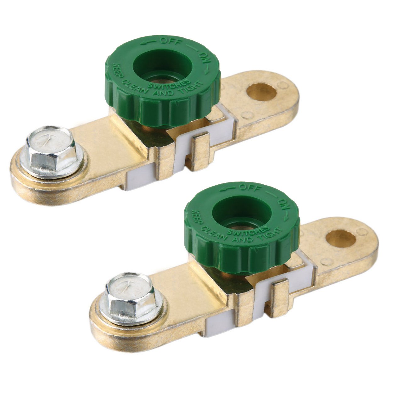 NUZAMAS Set of 2 Car Battery Master Disconnect Isolator Terminal Cut Off Switch Connector Disconnector Batteries Protection for Truck Carvan Boat 4X4 4WD