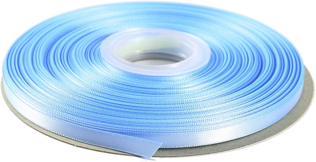 ITIsparkle 1/4" Inch Double Faced Satin Ribbon 50 Yards-Roll Set for Gift Wrapping Scrap Books Party Favor Hair Braids Baby Shower Decoration Floral Arrangement Craft Supplies, Light Blue Ribbon