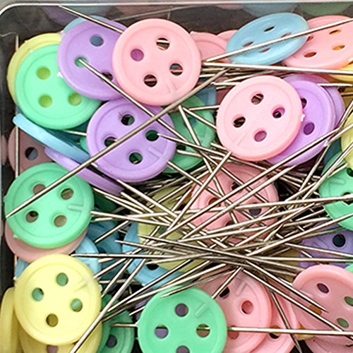 ULTNICE 200pcs Straight Head Pins Flat Button Head Pins for DIY Quilting Sewing Crafts