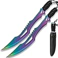 Titanium Guardian Twin Machete Set With Sheath | 11” Stainless Steel Blades | Titanium and Black Finish | Paracord Wrapped Handles | Includes Nylon Sheath with Adjustable Strap | 17 1/2” Overall