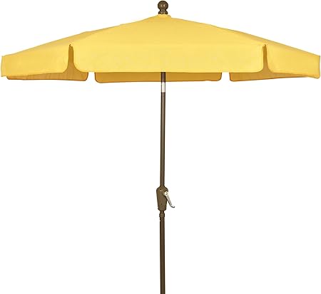 Amazon Com Fiberbuilt Umbrellas Garden Umbrella 7 5 Foot Yellow Canopy And Champagne Bronze Pole Patio Umbrellas Garden Outdoor