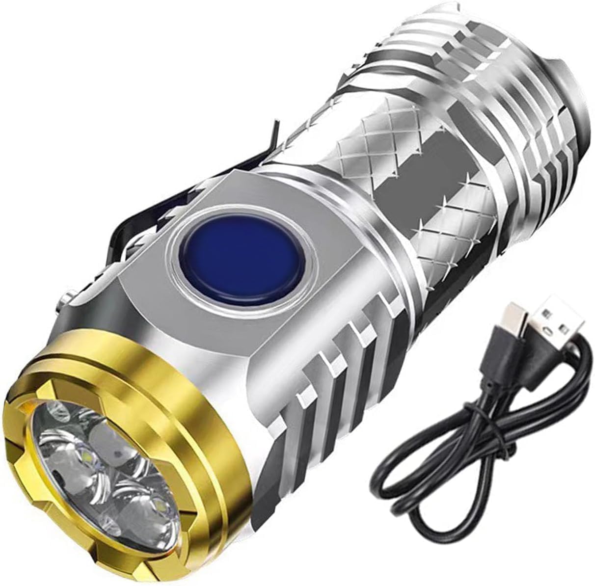 COJJ Three-Eyed Monster Mini Flashlight, Ultra Bright Portable Small LED Flashlight, Super Bright Mini Torch, Rechargeable Flashlights High Lumens Flash Light…