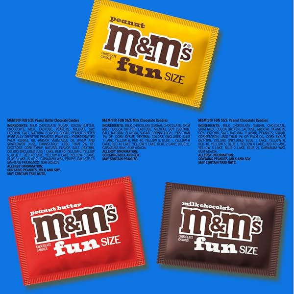 MARS M&M’S MILK CHOCOLATE, PEANUT & PEANUT BUTTER FUN VARIETY PACK, PARTY SIZE, 19.41 OZ BULK CANDY BAG(1.36 POUNDS)