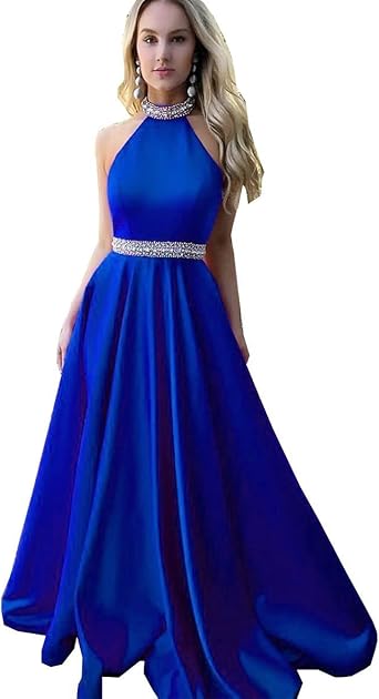 high neck halter evening gown