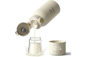 Portable Baby Bottle Warmer, Travel-Friendly with Detachable Battery Base, Type-C Fast Charge, 316 Stainless Steel, Touch Con