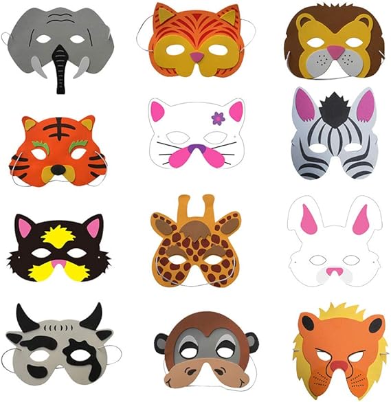 Amazon Toyvian アニマルフェイスマスク 可愛い クリエイティブ 面白い Eva ドレスアップマスク 子供 誕生日パーティー コスチューム 12個 ランダムパターン キッズコスチューム 服 ファッション小物