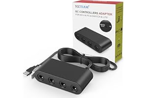 Y Team Controller Adapter for Gamecube, Compatible with Nintendo Switch, Super Smash Bros Switch Gamecube Adapter for WII U/PC with 4 Port