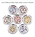Duttek Mini Round Metal Cosmetic Makeup Double Compact Purse Mirror Pocket Mirror Double-sided Folding Cosmetic Round Mirror- Assorted Mirror Back Pattern Design (Gold and Bronze) (Silver)