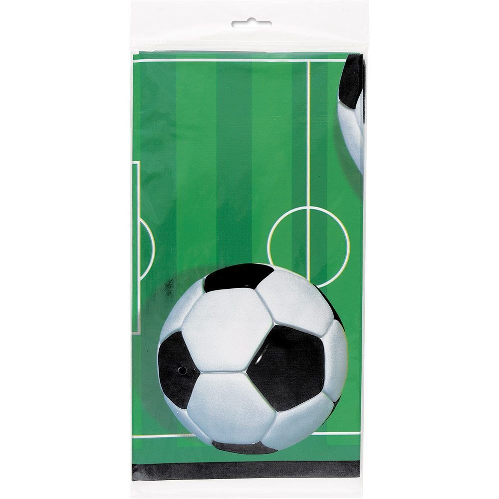 3D Soccer Party Rectangular Plastic Table Cover (137cm x 213cm) 1 Count – Durable Tablecloth for Sports Event, Birthday, and Theme Celebrations