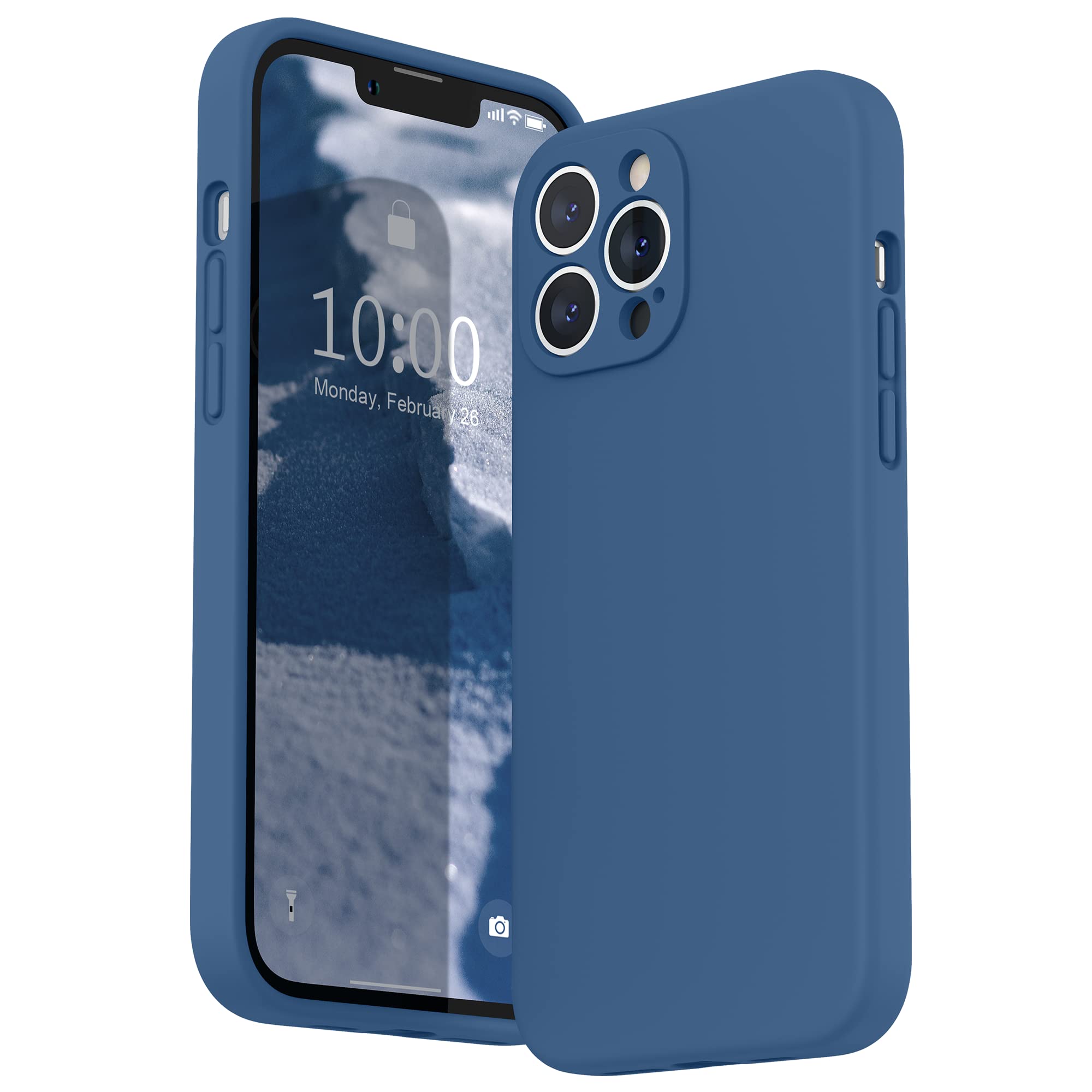 SURPHY Compatible with iPhone 13 Pro Max Case with Screen Protector, Liquid Silicone Protection for Each Lens Shockproof Thickened Rubber Cover for iPhone 13 Pro Max 6.7 inch 2021, Blue Jay — image 1