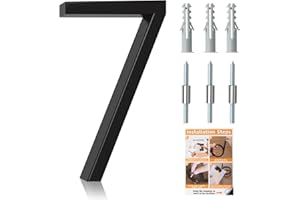 Briout 5" Modern House Numbers for Outside, Address Numbers for House with Nail Kits, Zinc Alloy Exterior House Numbers for Home Door Garden Street, High Gloss Black (7)