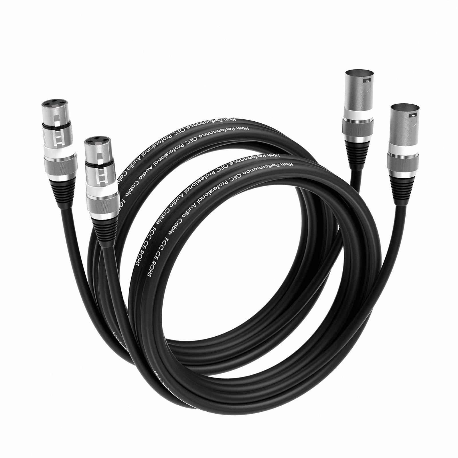 Wrugste XLR Cable, Premium Balanced XLR Microphone Cable, 3-Pin XLR Male to Female Speaker Microphone Cable for Studio Recording and Live Production (3M Pack of 2)