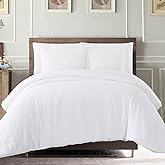 Decfair 100% Egyptian Cotton Duvet Cover Set King Size High Thread Count Ultra Soft and Durable Hotel Luxury All Seasons Bedding 7 Corner Ties and Zipper - 1 White King Duvet Cover and 2 Pillow Shams