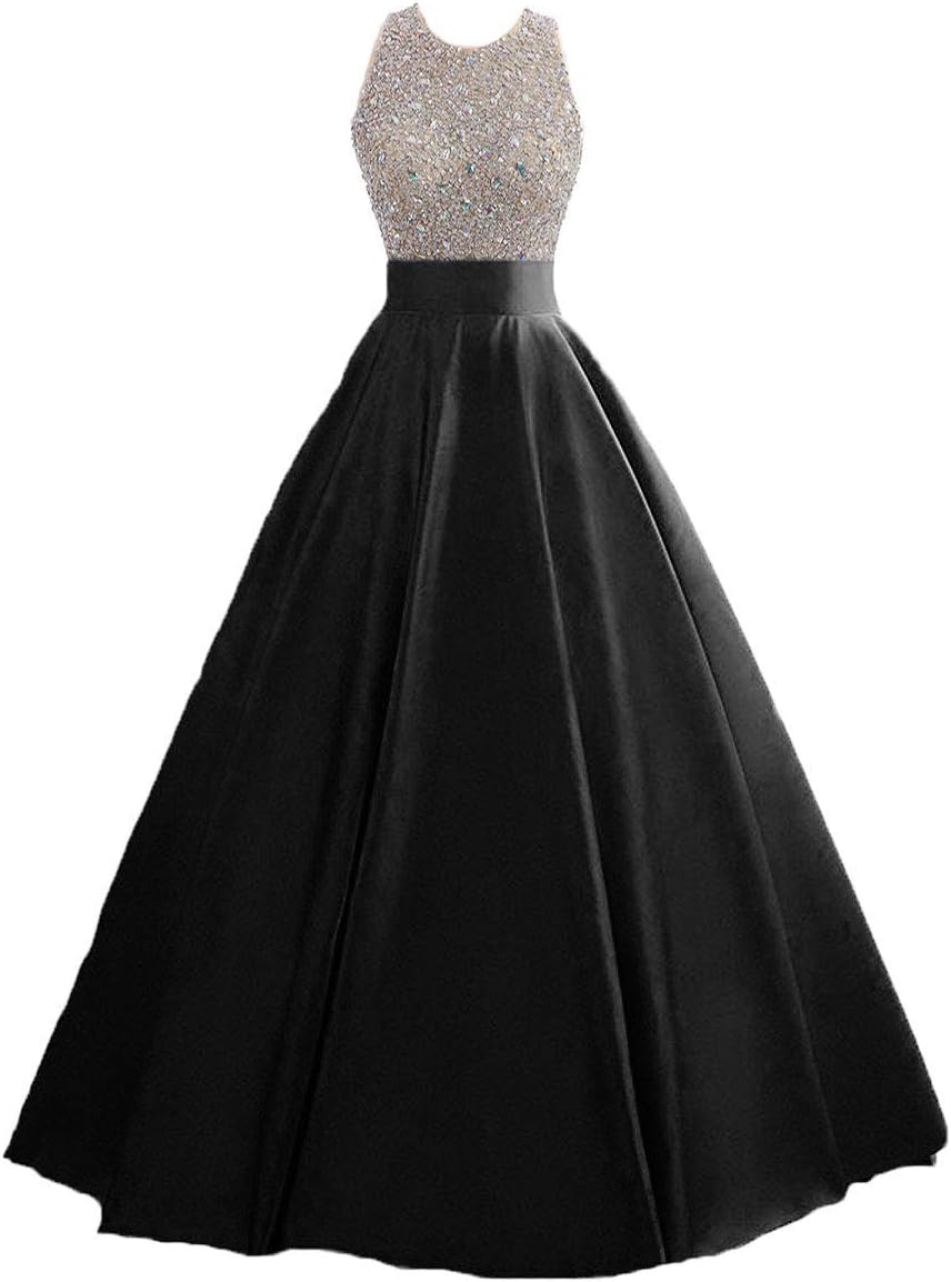 HEIMO Women's Sequins Keyhole Back Evening Ball Gown Beaded Prom Formal Dresses Long H095