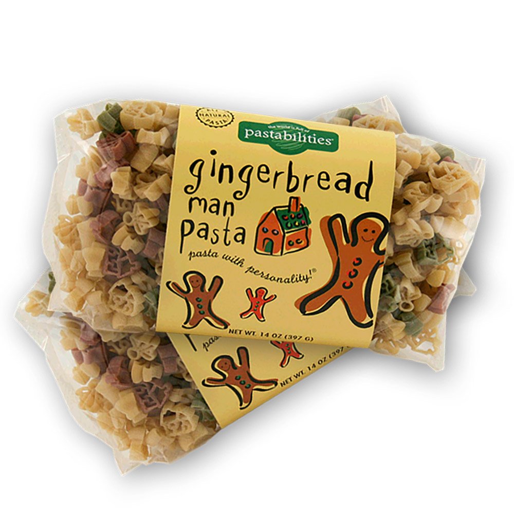 pastabilitiesFun Shaped Pasta for Kids - Gingerbread Man and House - Chistmas Holiday Theme, Non-GMO Natural Wheat and Vegetable Pasta, All-Natural, Kosher Certified, Made in the USA, (2 Pack, 14 Oz)