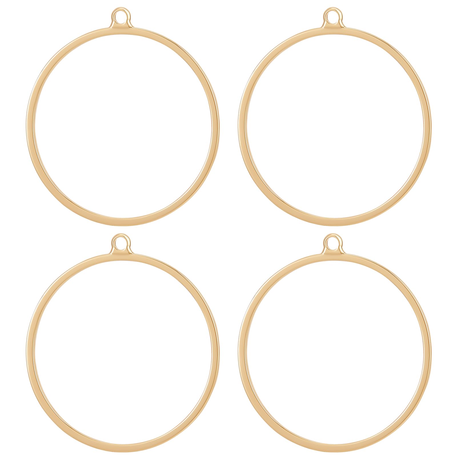 Beebeecraft 1 Box 20Pcs Round Open Back Bezel Pendant 18K Gold Plated Brass Circle Hollow Mold Charms with Loop for DIY Pressed Flower Resin Crafts Jewelry Making