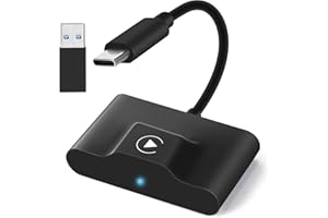 URJD Wireless CarPlay Adapter 2023 Upgrade Wireless CarPlay Dongle Convert Wired Apple Car Play to Wireless, Plug & Play, Fast Auto Connect, Compatible with iPhone iOS 10+ & OEM-Wired (Black)