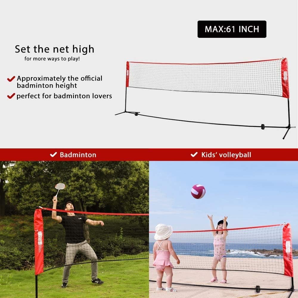 VIVOHOME Portable 10ft/ 14ft/ 17ft Height Adjustable Outdoor Badminton Net Set with Stand and Carry Bag for Kid's Volleyball Soccer Tennis Pickleball : Sports & Outdoors