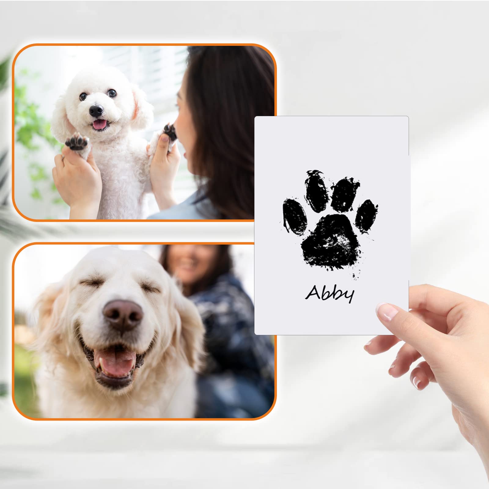 Nabance Paw Print Kit, Dog Nose Print Kit, 8 Pcs Baby Hand and Footprint Kit with Cute Pattern Photo Frames, No Mess Paw Print Stamp Pad for Dogs & Cats, Clean Touch Ink Pads, Family Keepsake