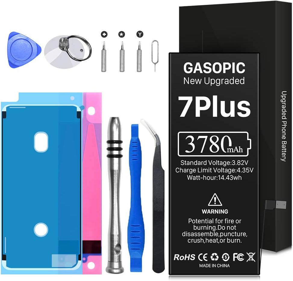 Battery for iPhone 7 Plus, 3780mAh High Capacity Li-Polymer Battery 0 Cycle - with Complete Repair Tool Kits and Adhesive Strips for A1661, A1784, A1785