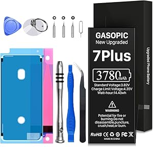 Battery for iPhone 7 Plus, 3780mAh High Capacity Li-Polymer Battery 0 Cycle - with Complete Repair Tool Kits and Adhesive Strips for A1661, A1784, A1785