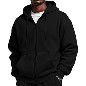 Full Zip Hoodies for Men Big And Tall Oversized Hooded Fleece Sweatshirt | Knit Open Front Cardigan, Zipper Jackets, Oversize