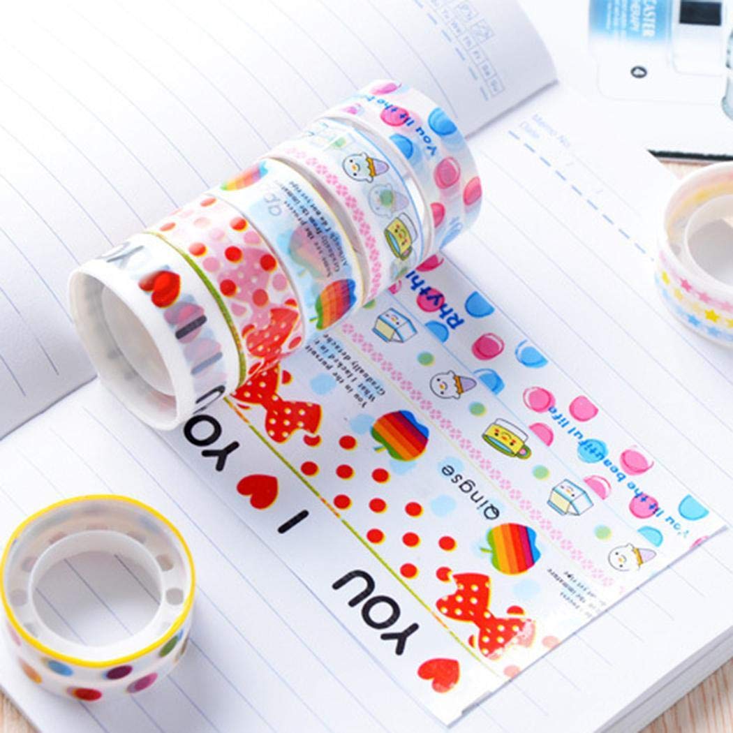 kirken 10pcs DIY Cartoon Tape Set Adhesive Scrapbooking Sticker for Scrapbooking Party Supplies Arts Crafts Decoration