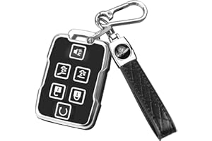 QBUC for Chevy Key Fob Cover,Soft TPU Car Key Case Protector with Leather Keychain Compatible with Chevy Silverado 1500 2500HD 3500HD Tahoe Suburban Colorado Canyon GMC Sierra Yukon smart key(Black)