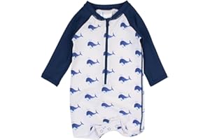 RUGGEDBUTTS Baby/Toddler Boy Swimsuit, One Piece Zipper Rash Guard Sunsuit with UPF 50+ Sun Protection