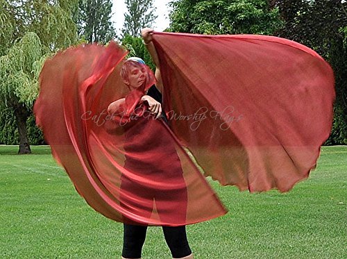 RED Shimmer Angel Wing Catch the Fire Worship Flags (single layer pair)