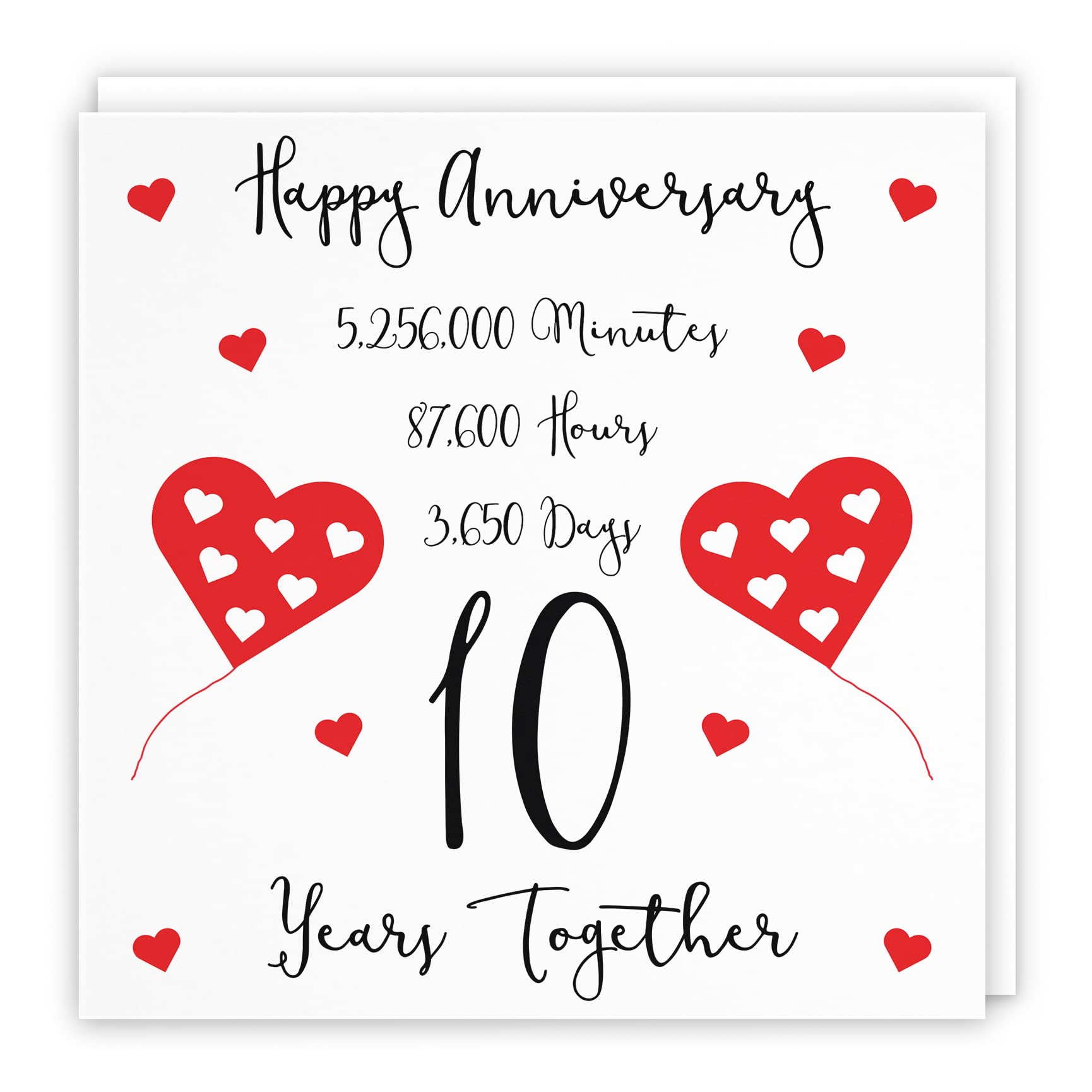 Hunts England - 10th Wedding Anniversary Card - 10 Years Together - Happy Anniversary - Timeless Collection