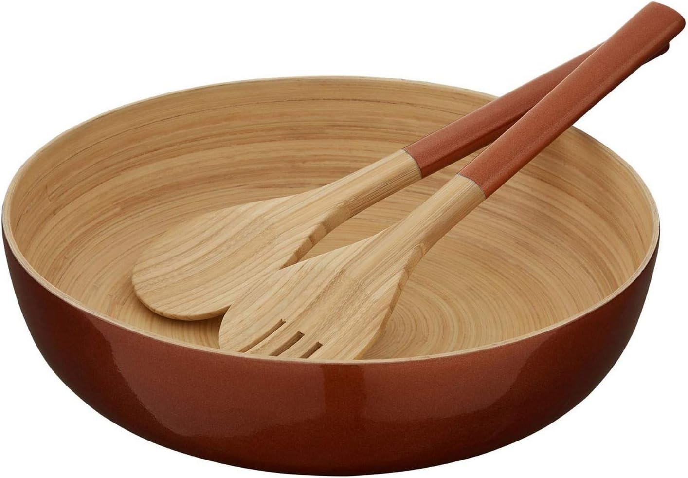 Kyoto Round Salad Bowl, Spun Bamboo, Metallic Rose Gold, H8 x W30 x D30cm - Image 4