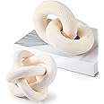 Thyle 2 Pcs Wood Chain Link Decor Wood Knot Decor Modern Decorations Home Bookshelf Accessories Coffee Table Decor Items Shelf Decor for Farmhouse Entryway Bedroom Living Room, 2 Link and 3 Link