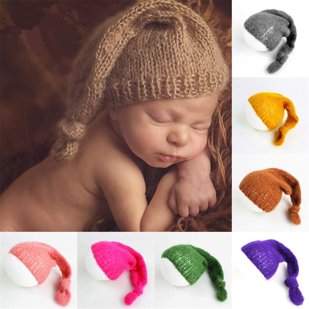 Newborn Baby Photography Props Boy Girls Photo Shoot Props Outfits Crochet Knitted Costume Unisex Cute Infant Hat (Brown)