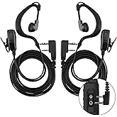 VistaRise 2-Pack Two-Way Radio Earpiece with Mic, K-Type 2-Pin Ear Hooks Walkie Talkie Headset Compatible with Kenwood, Baofeng, Retevis, Pxton, Wouxun Walkie Talkies with K-Type 2-Pin Connector