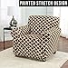 Home Fashion Designs Printed Twill Arm Chair Slipcover. One Piece Stretch Chair Cover. Strapless Arm Chair Cover for Living Room. Brenna Collection Slipcover. (Chair, Chocolate)