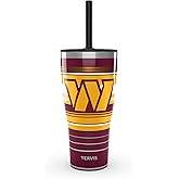 Tervis Traveler NFL Washington Commanders - Hype Stripes Triple Walled Insulated Tumbler Travel Cup Keeps Drinks Cold & Hot, 30oz with Straw Lid, Stainless Steel