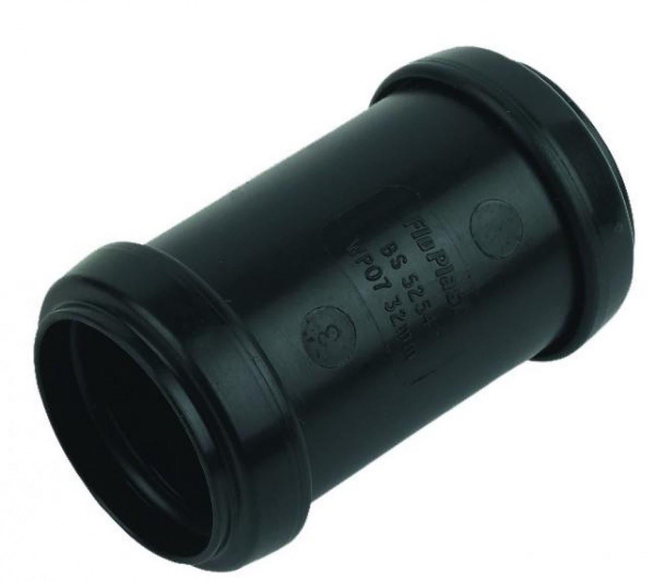 FLOPLAST 40mm Black Pushfit Waste Pipe Coupling - Bag of 2