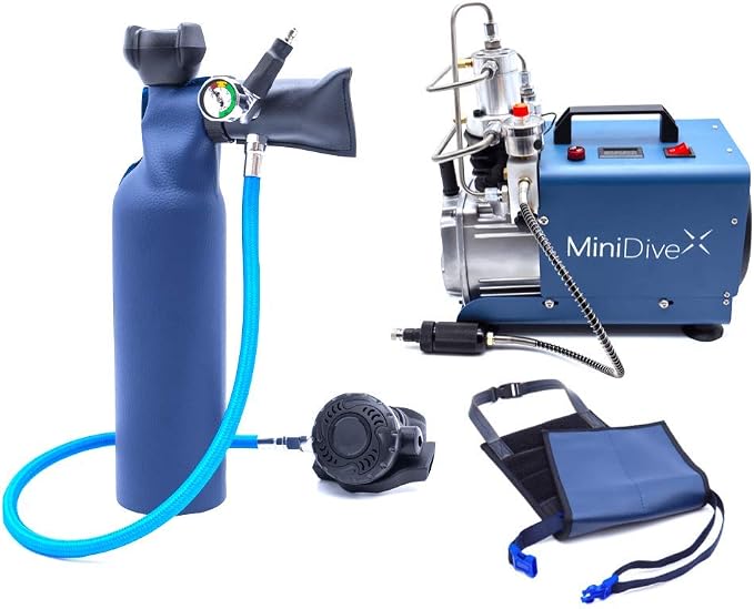 MiniDive Mini Bouteille De Plongée 0,8 L Bleue en Aluminium avec