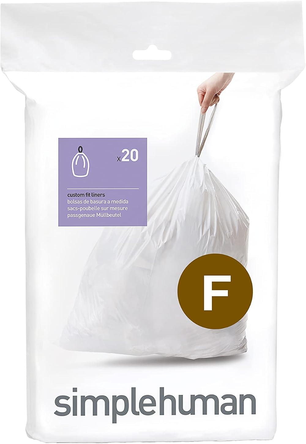 simplehuman CW0165 Custom Fit Bin Liners White Pack of 20