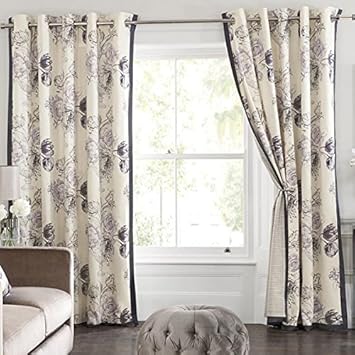 Next Fleur Floral Eyelet Ready Made Cotton Curtains 90x90 53x72