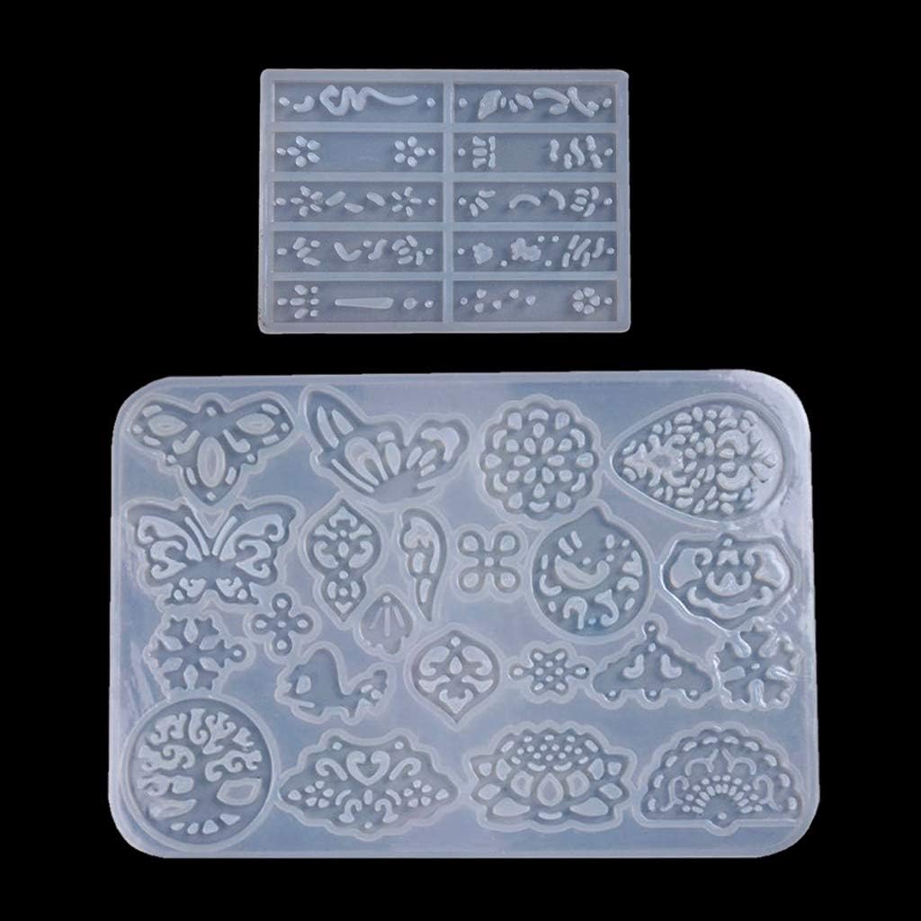rryilong 2Pcs Epoxy Resin Moulle Silicone DIY Earrings Vintage Earrings Necklace In Hair Pin Epoxy Resin Transparent For Jewelry