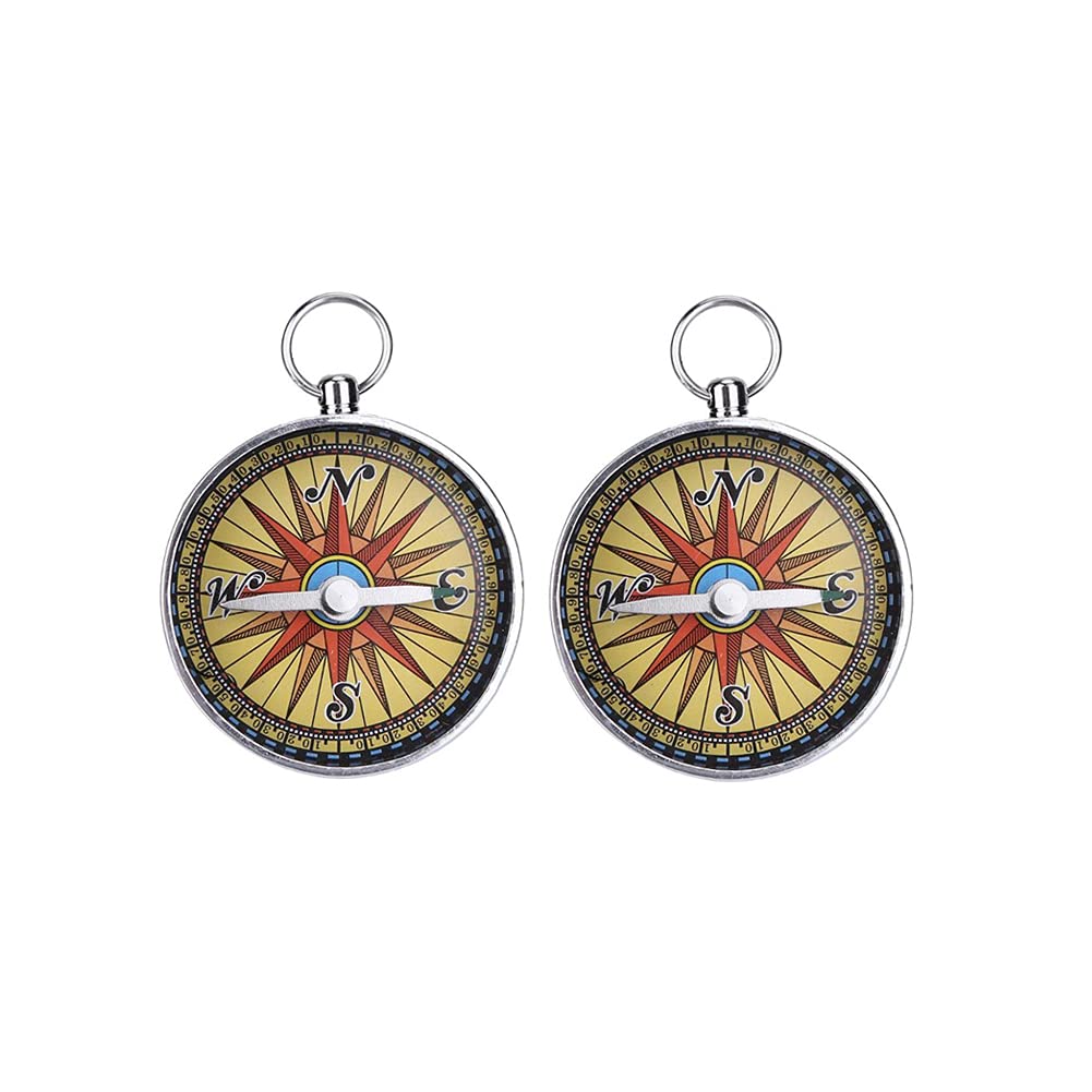ARFUKA 2pcs Portable Compass Mini Orienteering Compass Pocket Hiking Compasses Navigation Compass for Camping Survival Hiking Outdoor Gift