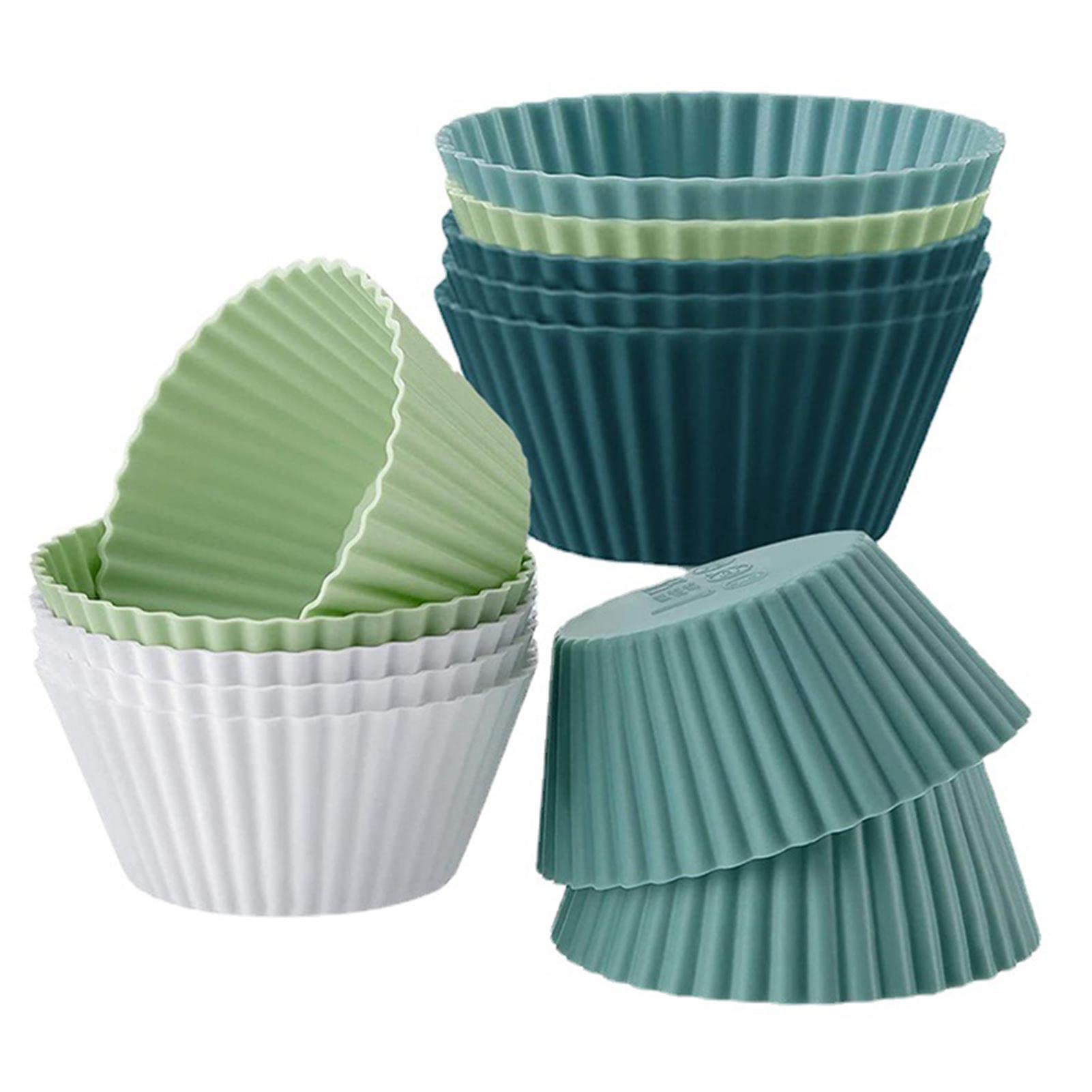 12pcs Silicone Muffin Cases, Cupcake Moulds, 4 Color Muffin Liners Pastry Cake Mold Reusable Silicone Baking Cases Muffin Molds for DIY Baking Bread Air Fryer Silicone Cake Case